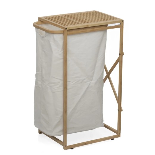 Καλάθι απλύτων bamboo με ύφασμα CRISTY 29,5×38×70 cm