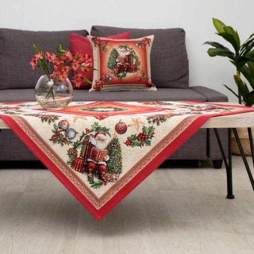 Χριστουγεννιάτικο Τραπεζομάντηλο 140x140 καρέ (Σχ. 8930RED)