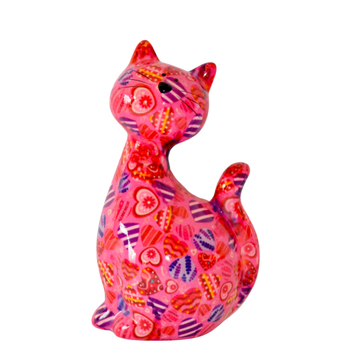 Κουμπαράς γατούλα φλοράλ φούξια σε κουτί δώρου 12,50x10,30x21 cm 