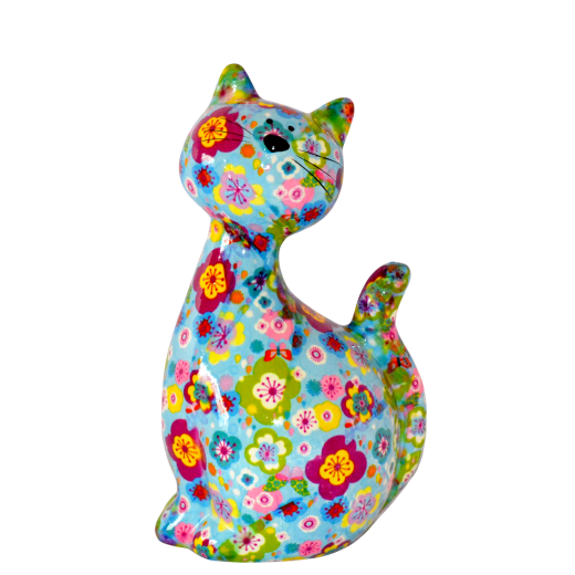 Κουμπαράς γατούλα φλοράλ multi ciel σε κουτί δώρου 12,50x10,30x21 cm 