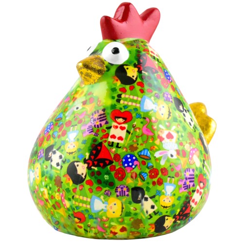 Κουμπαράς κοτούλα φλοράλ λαχανί σε κουτί δώρου 15,30x17x17 cm 