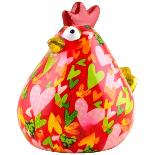 Κουμπαράς κοτούλα φλοράλ κόκκινη σε κουτί δώρου 15,30x17x17 cm 