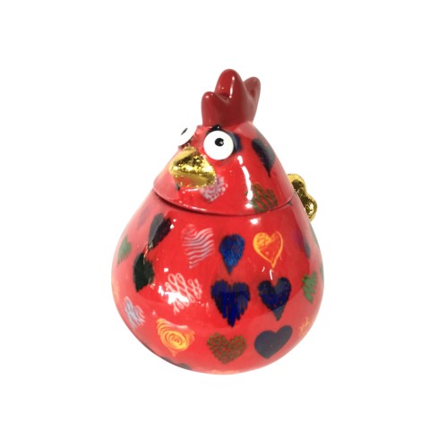 Βαζάκι με καπάκι κοτούλα φλοράλ φούξια σε κουτί δώρου 16,50x14x16,50 cm 