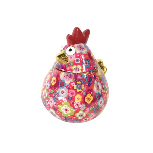 Βαζάκι με καπάκι κοτούλα φλοράλ mulit σε κουτί δώρου 16,50x14x16,50 cm 