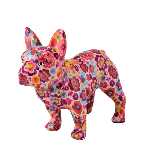 Κουμπαράς Γαλλικό Bulldog φλοράλ multi σε κουτί δώρου 22,50x10,50x19,20 cm 