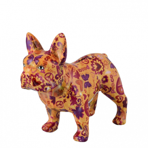 Κουμπαράς Γαλλικό Bulldog φλοράλ πορτοκαλί σε κουτί δώρου 22,50x10,50x19,20 cm 