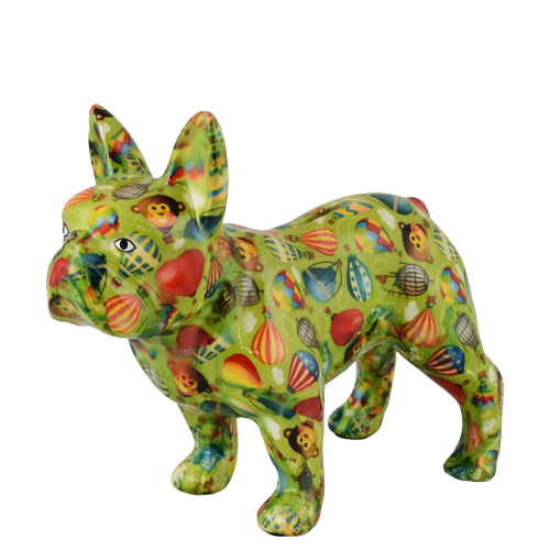 Κουμπαράς Γαλλικό Bulldog φλοράλ λαχανί σε κουτί δώρου 22,50x10,50x19,20 cm 