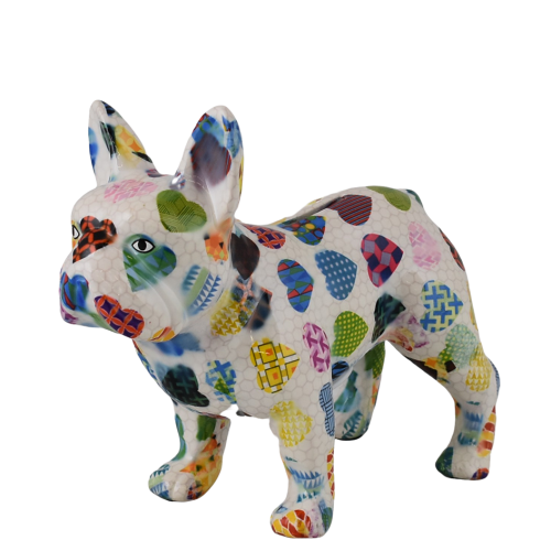 Κουμπαράς Γαλλικό Bulldog φλοράλ multi white σε κουτί δώρου 22,50x10,50x19,20 cm 