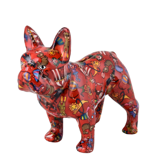 Κουμπαράς Γαλλικό Bulldog φλοράλ κόκκινο σε κουτί δώρου 22,50x10,50x19,20 cm 