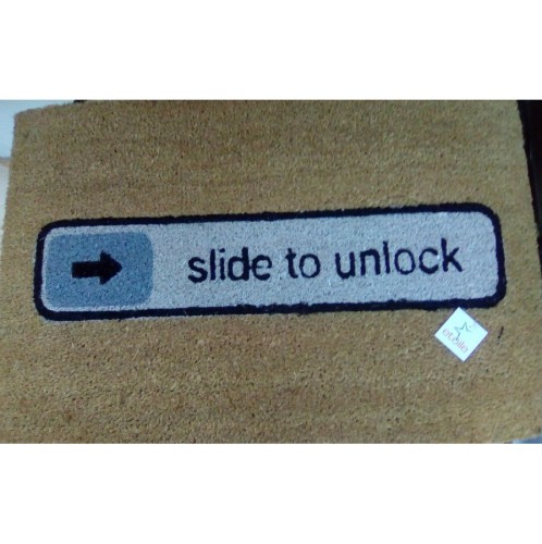 Χαλάκι εξώπορτας σχέδιο Slide to unlock (με λάστιχο) 40X60 εκ.