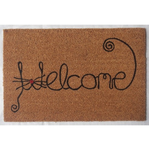 Χαλάκι εξώπορτας σχέδιο Welcome/Cats (με λάστιχο) 40X60 εκ.