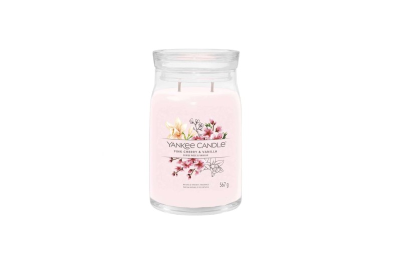 Yankee Candle Αρωματικό Κερί Signature σε Γυάλινο Δοχείο Large σειρά Pink cherry & vanilla