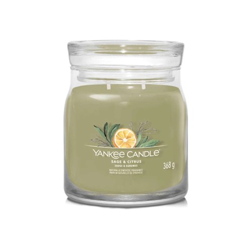Yankee Candle Αρωματικό Κερί Signature σε Γυάλινο Δοχείο Medium σειρά Sage & citrus