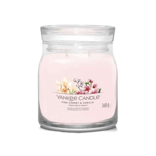 Yankee Candle Αρωματικό Κερί Signature σε Γυάλινο Δοχείο Medium σειρά Pink cherry & vanilla