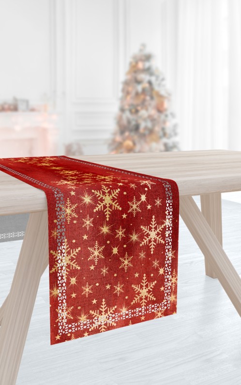 Χριστουγεννιάτικο runner laser-cut Saint Clair 2037 Red 40X160