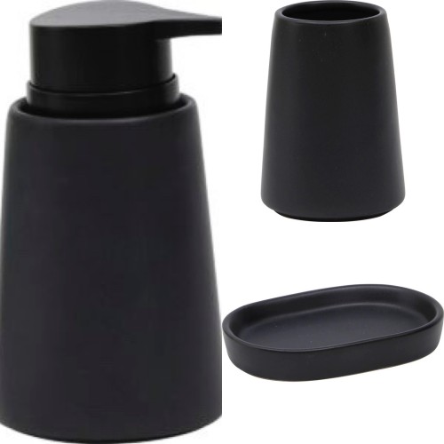 Σετ μπάνιου 3 τεμ. stoneware μαύρο