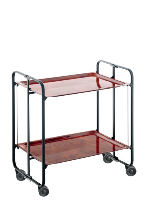 Πτυσσόμενο τρόλεϊ Αλουμινίου cherry wood με μαύρο σκελετό 66x43x72cm