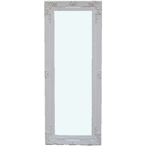 Καθρέφτης Ξύλινος Ορθογώνιος Με Σκαλιστό Πλαίσιο Λευκό.Με Στήριξη 4 Σημείων. Εσωτερική Διάσταση: 40*130cm 