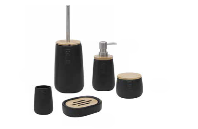Σέτ μπάνιου bamboo bath 5 τεμάχια μαύρο 