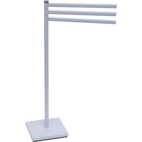 Μεταλλική τετράγωνη βάση για πετσέτες μπάνιου με 3 βραχίονες σε χρώμα λευκό 91x83x52cm