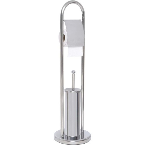 Βάση ανοξείδωτη με βούρτσα τουαλέτας και θέση για χαρτί υγείας 81x20x11cm