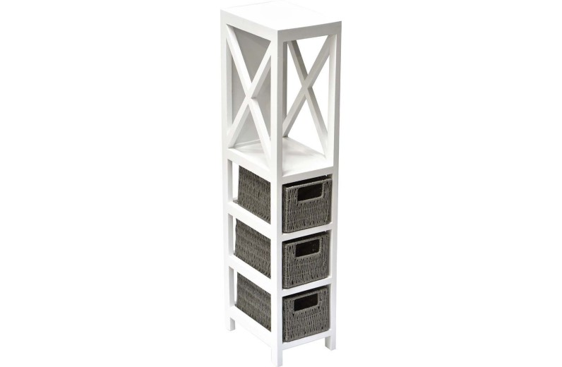 Έπιπλο με 1 ράφι και 3 συρτάρια mdf λευκό 17x24x82cm