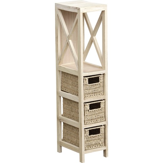 Έπιπλο με 1 ράφι και 3 συρτάρια mdf φυσικό χρώμα 17x24x82cm