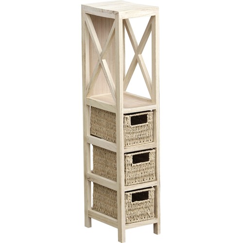 Έπιπλο με 1 ράφι και 3 συρτάρια mdf φυσικό χρώμα 17x24x82cm