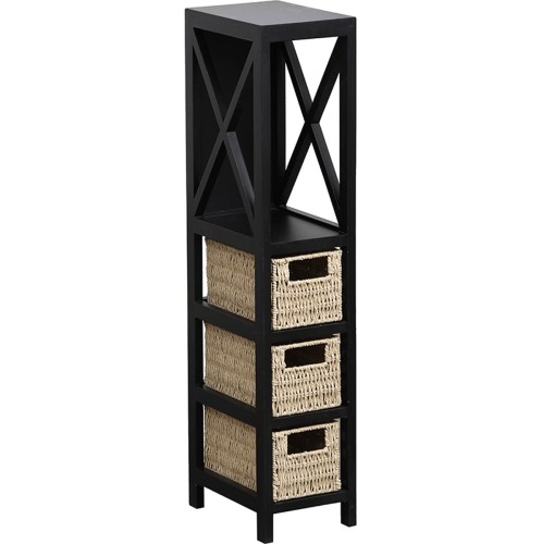 Έπιπλο με 1 ράφι και 3 συρτάρια mdf μαύρο 17x24x82cm