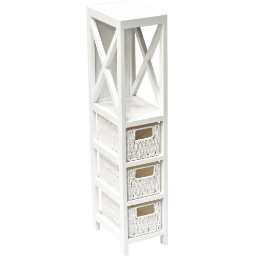 Έπιπλο με 1 ράφι και 3 συρτάρια mdf λευκό 17x24x82cm
