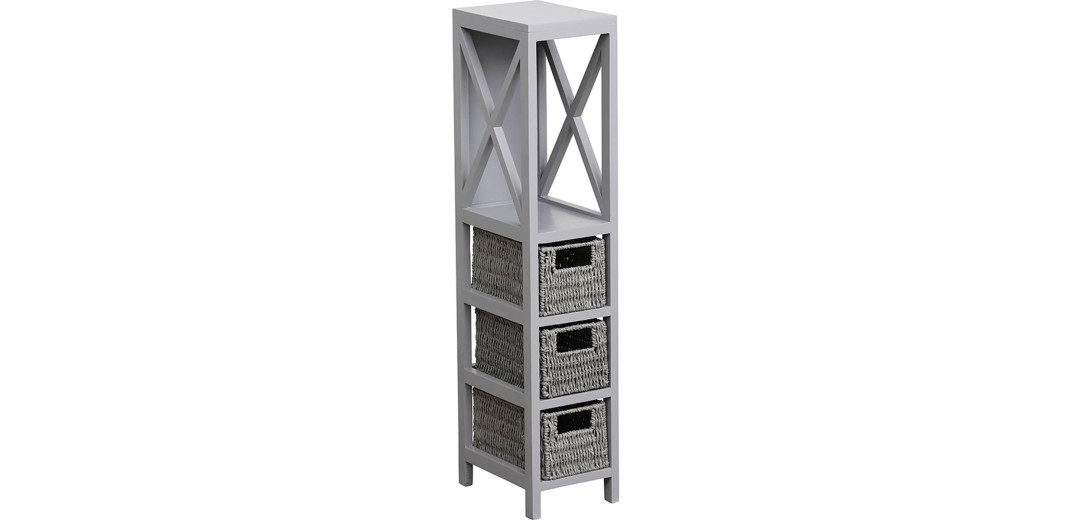 Έπιπλο με 1 ράφι και 3 συρτάρια mdf γκρι 17x24x82cm