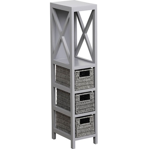 Έπιπλο με 1 ράφι και 3 συρτάρια mdf γκρι 17x24x82cm