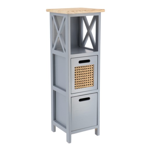 Έπιπλο γκρι με 2 συρτάρια και 1 ράφι mdf 25x25x77cm