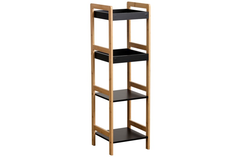 Έπιπλο μαύρο 4 θέσεων bamboo με mdf 34x33x110 cm