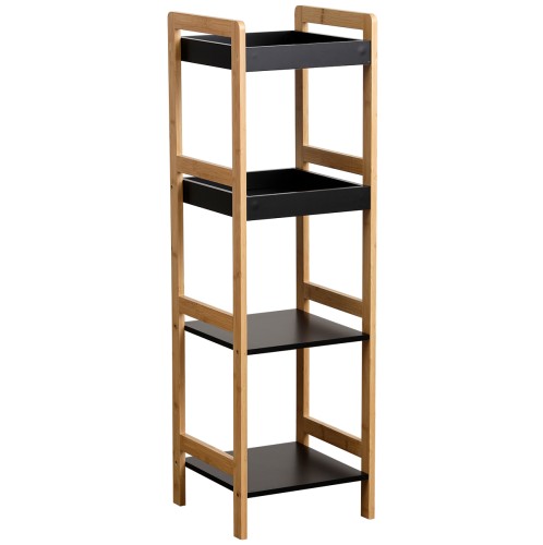Έπιπλο μαύρο 4 θέσεων bamboo με mdf 34x33x110 cm