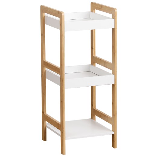 Έπιπλο λευκό 3 θέσεων bamboo με mdf 33x33x80cm