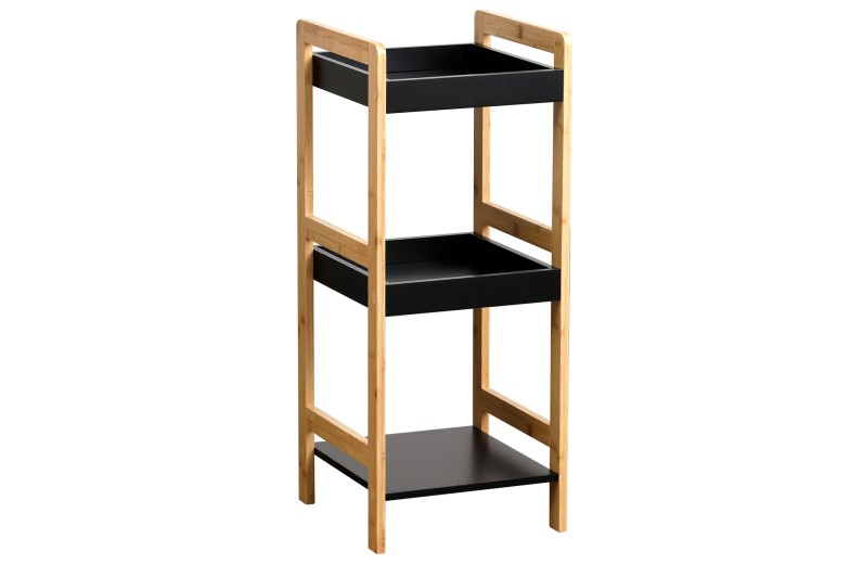 Έπιπλο μαύρο 3 θέσεων bamboo με mdf 33x33x80cm
