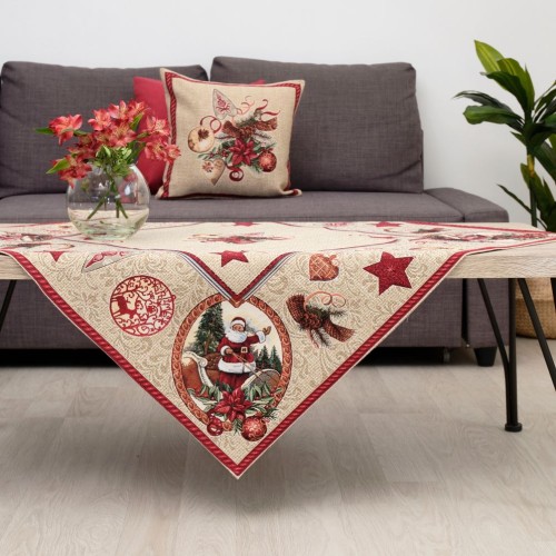 Χριστουγεννιάτικο Τραπεζομάντηλο 100x100 καρέ (Σχ. 8922)