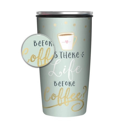 Chic Mic SlideCUP* Life before Coffee – Gold 17x11x8,5 cm