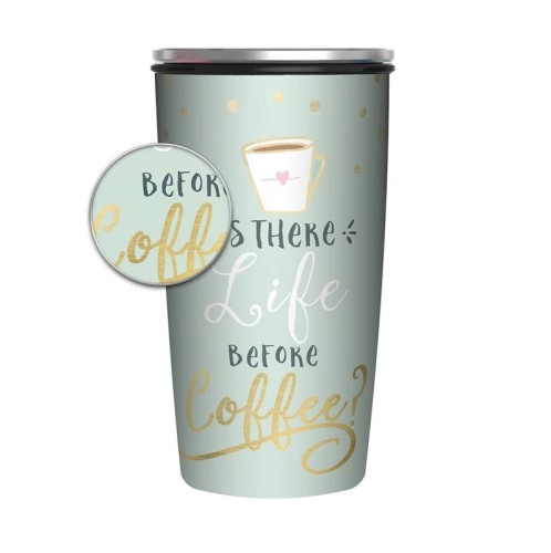 Chic Mic SlideCUP* Life before Coffee – Gold 17x11x8,5 cm