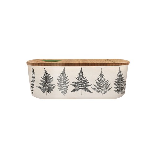Chic Mic Bioloco plant lunchbox oval - black and white leaves (18×9,5×6) cm