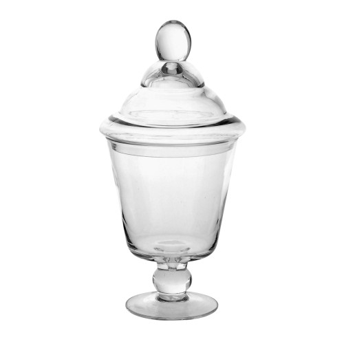 Φοντανιέρα γυάλινη με καπάκι και πόδι 15x33cm