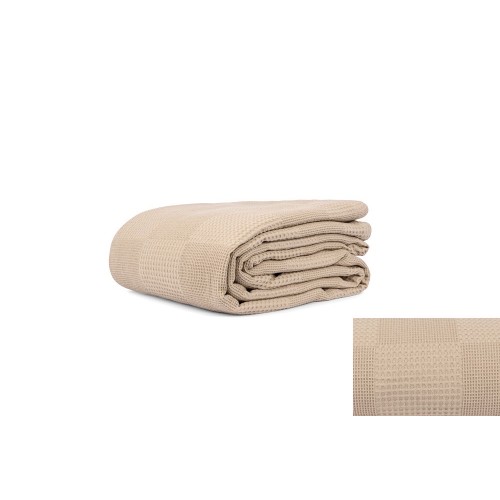 Κουβέρτα πικέ μπεζ Μονή 180x240εκ. 100% βαμβάκι 