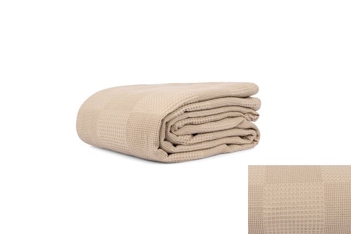 Κουβέρτα πικέ μπεζ Υ/Δ 240x260εκ. 100% βαμβάκι 