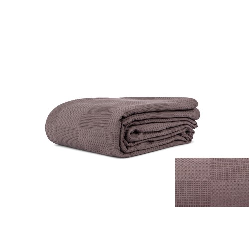 Κουβέρτα πικέ καφέ Μονή 180x240εκ. 100% βαμβάκι 