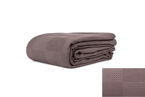 Κουβέρτα πικέ καφέ Μονή 180x240εκ. 100% βαμβάκι 