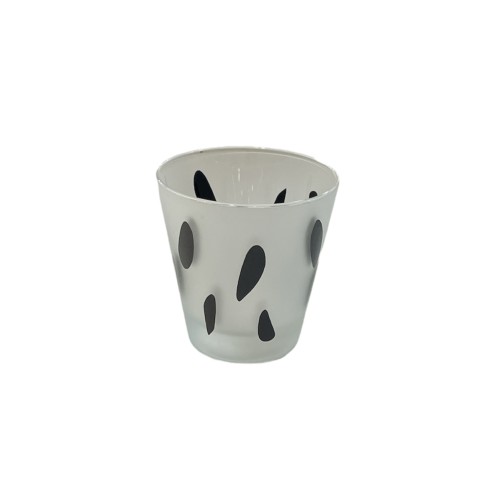 Ποτήρια Νερού γυάλινα πουά μαύρο/άσπρο Σετ 6 τεμ. Made in Italy 260 CC 5,50x8x8cm