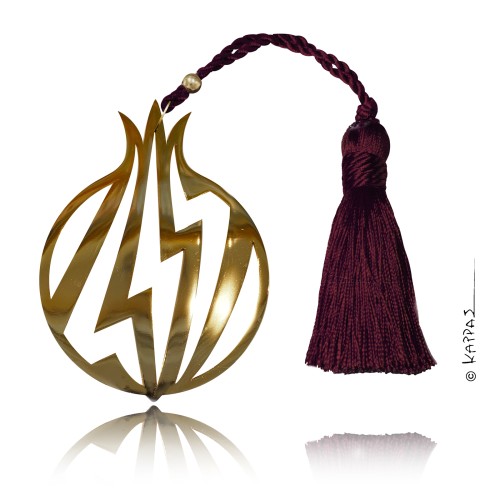 Χειροποίητο γούρι κεραυνός μέσα σε ρόδι (χρυσό)