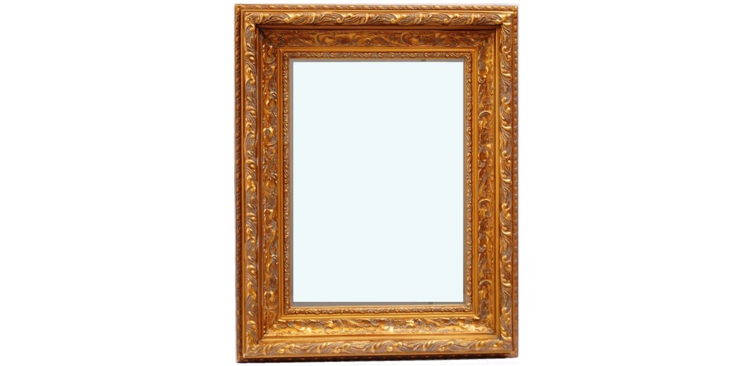 Καθρέφτης Ξύλινος Παρ/μος σε χρυσό χρώμα Με Στήριξη 4 Σημείων. Εσωτερική Διάσταση:  50*70cm