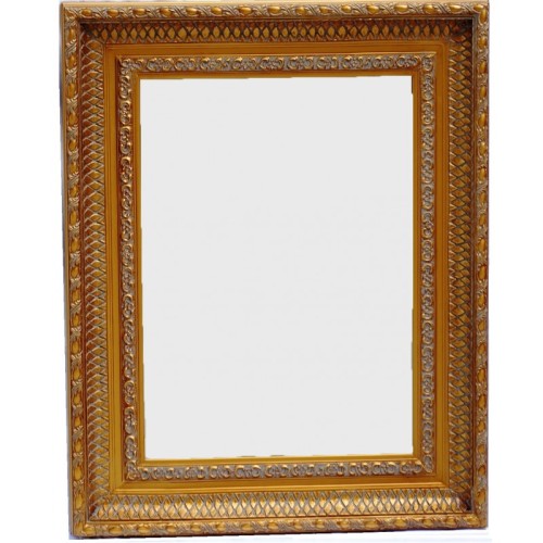 Καθρέφτης Παραλληλόγραμμος Ταγιαρισμένος Ξύλινος Και Σκαλιστός, Antique Gold. Εσωτερική Διάσταση:50*70cm